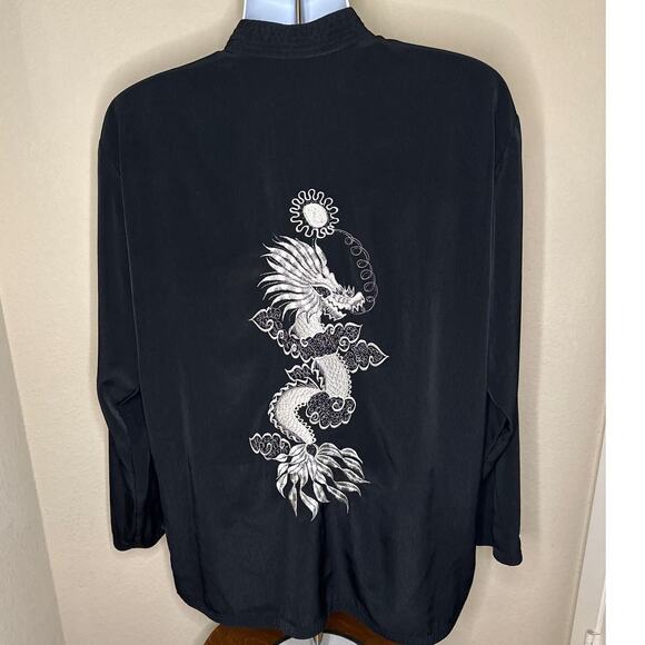 90's Kimono Style Jacket Black - Dragon Embroidery Men's XL - Picture 2 of 14